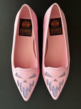STRANGE CVLT Size 8 Halloween Edition Pink/Purple Jack-O’-Lantern Pointed Flats
